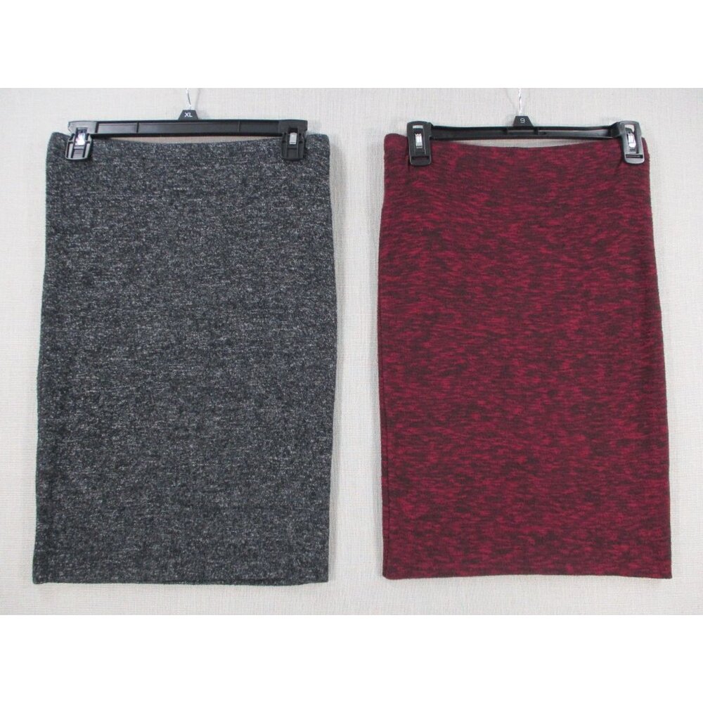 Express Womens Pencil Skirt Set Gray/burgundy Marled Knit Professional Stretch S